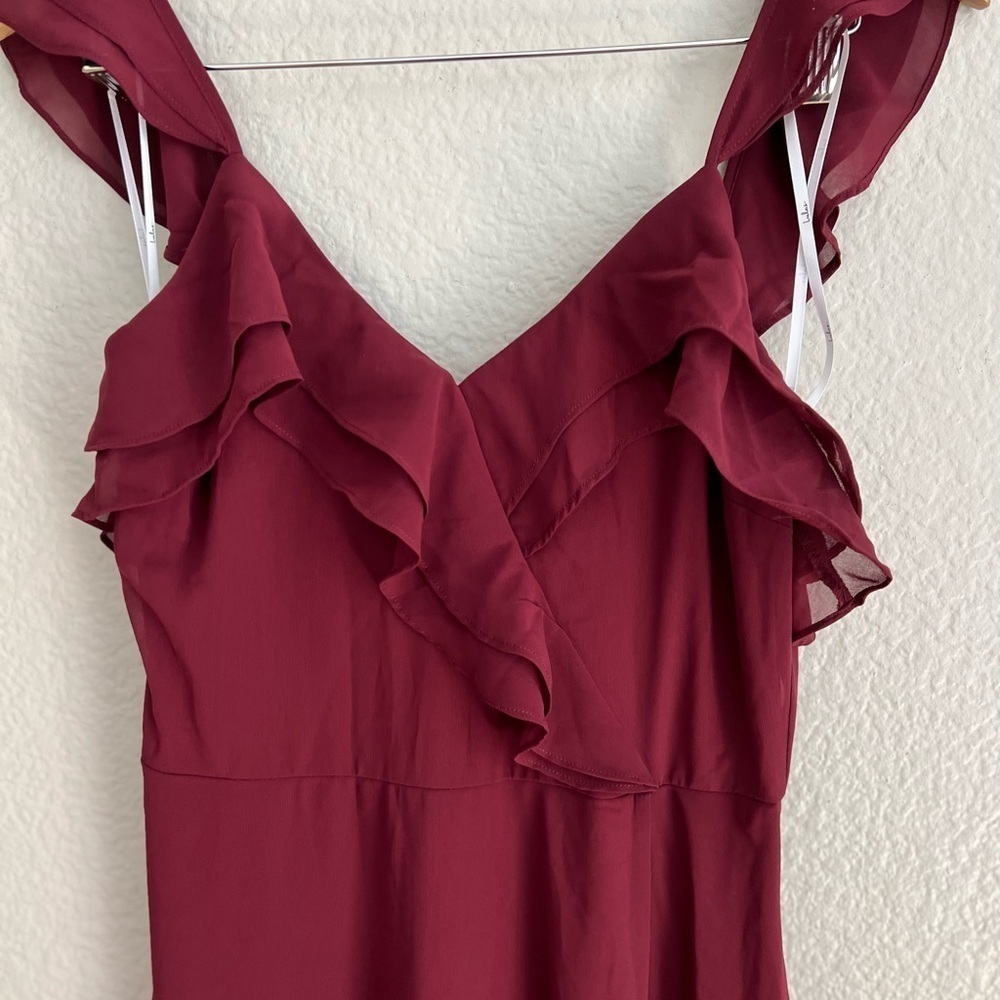 NWOT Lulus Adoring Glances Burgundy Ruffled Maxi Dress - Picture 6 of 10